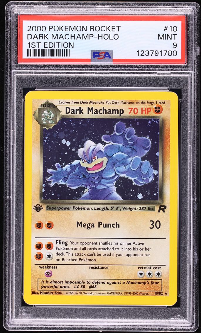 2000 #10 Dark Machamp-Holo 1st Edition PSA 9 Rocket Pokemon